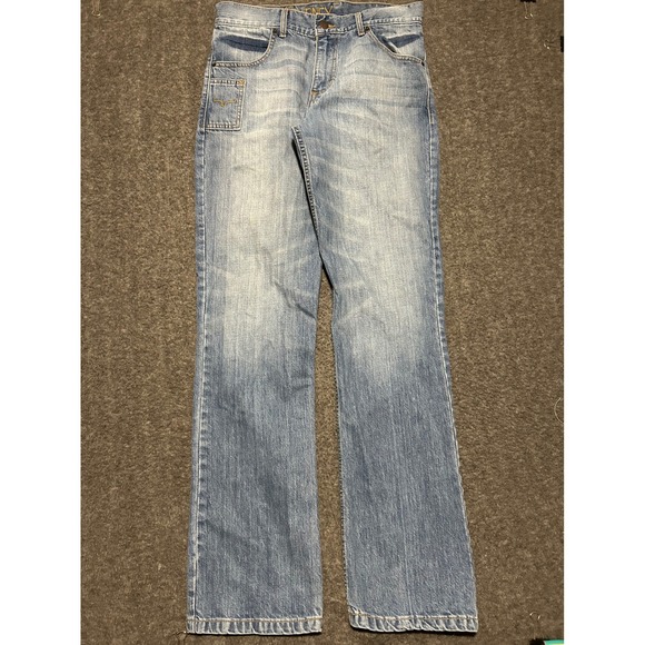 Kimes ranch barney jeans western cowboy fit 32X34 light blue wash mens usa made
